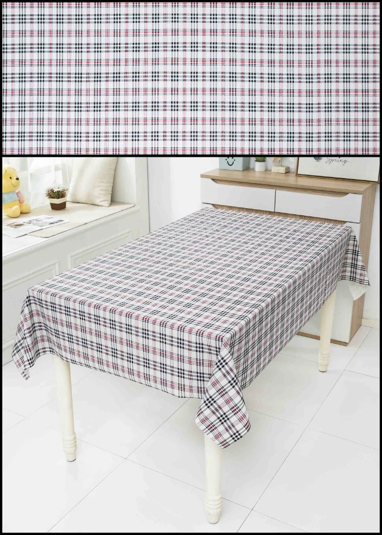 Muti-Color Grid Printed Polyester Table Cloth PVC Vinyl Waterproof Tablecloth