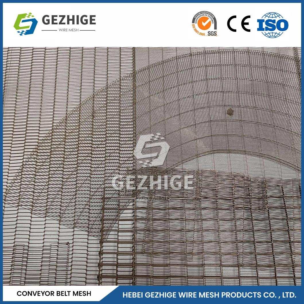 Gezhige Food Grade 304 316 Stainless Steel Metal Spiral Conveyor Belt Mesh Band for Oven